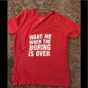 Soft Funny Red V-Neck T-Shirt with Cute Phrase